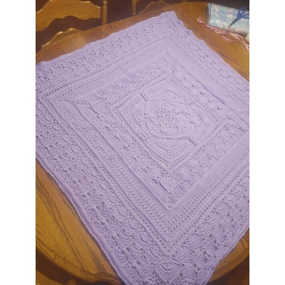 Hooked on Sunshine "For..." Lavender Purple Acrylic Blend Baby Blanket~43.5" - Picture 7 of 12